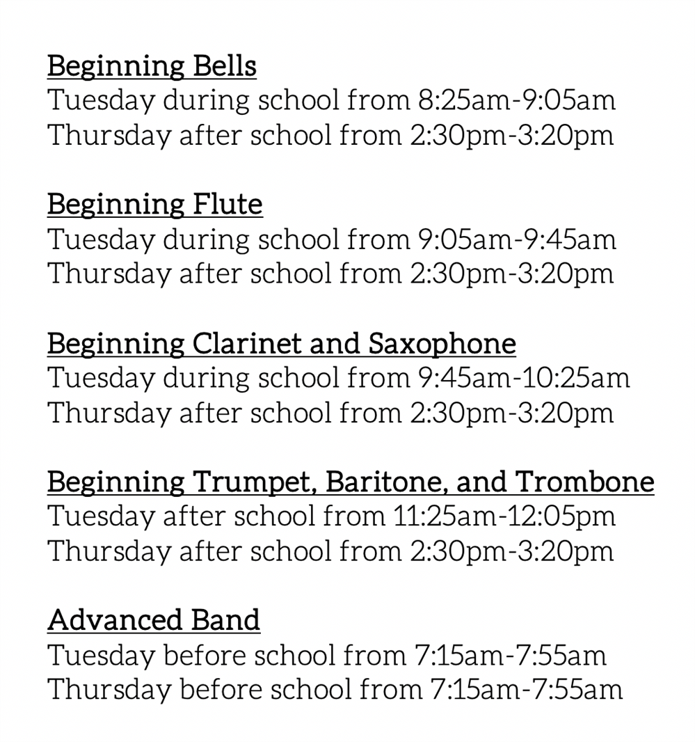 Band Schedule 2022-2023